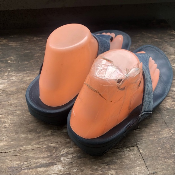 FitFlop Women's Navy Blue Leather Toe-Post Sandals Size 8 - Picture 5 of 10